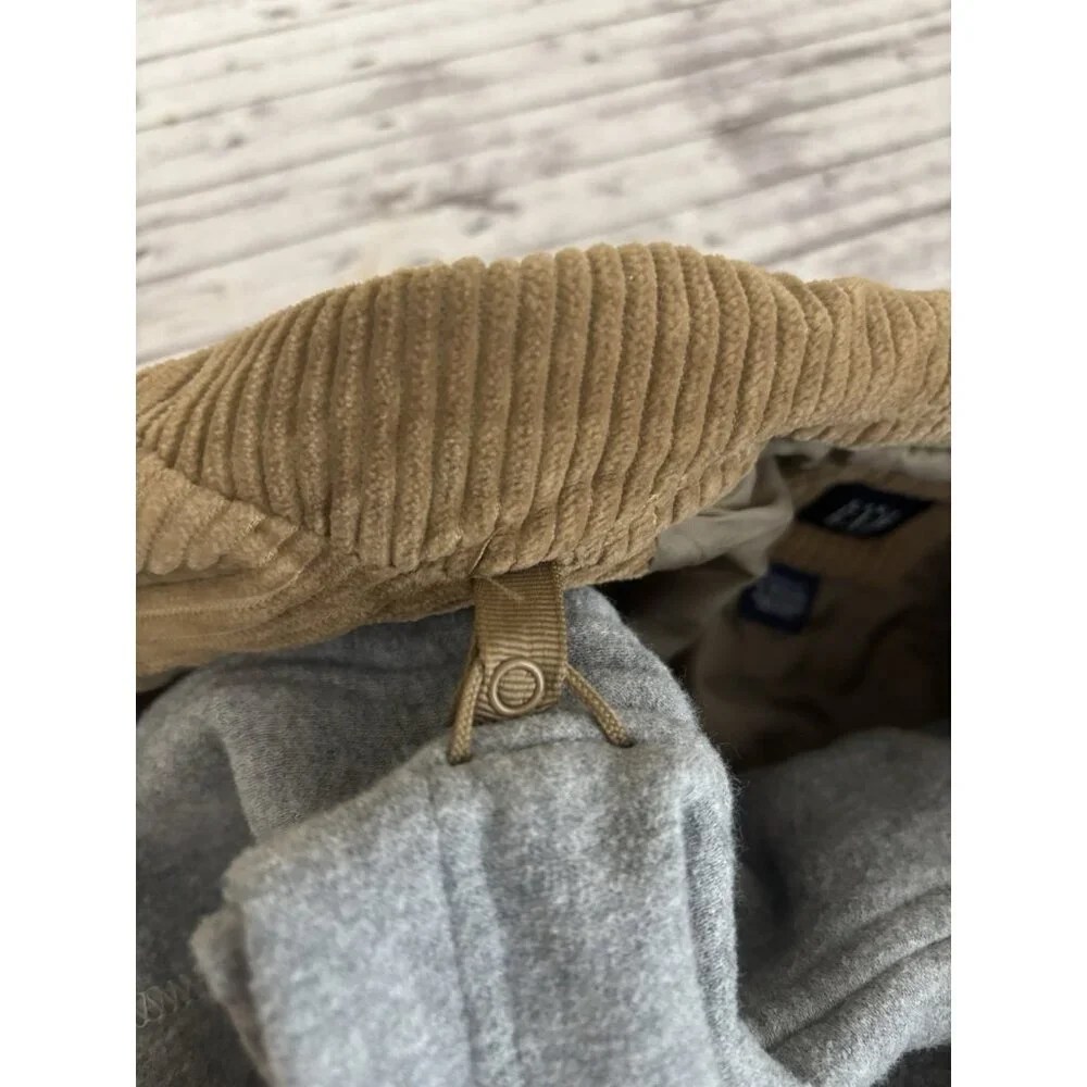 GAP Zip & Button Long Sleeve Brown Corduroy Hooded Jacket Toddler 12/18 Months